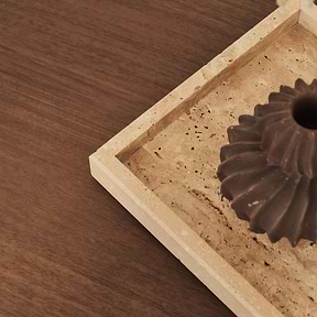Travara - Cream Travertine Large Rectangular Decorative Tray