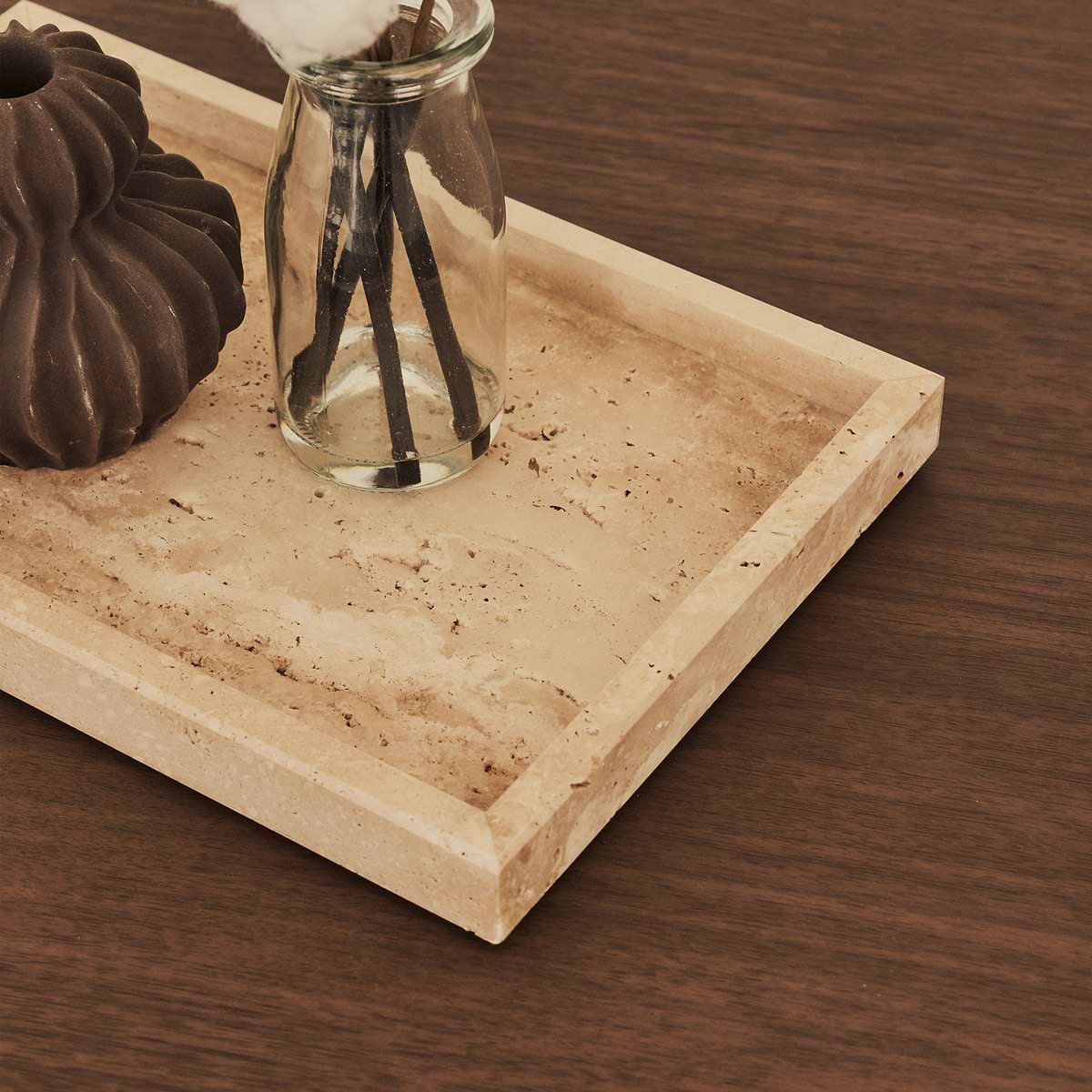 Travara - Cream Travertine Large Rectangular Decorative Tray