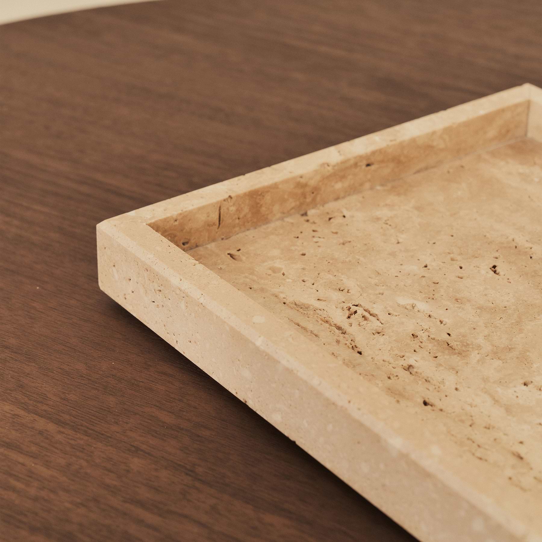 Travara - Cream Travertine Large Rectangular Decorative Tray