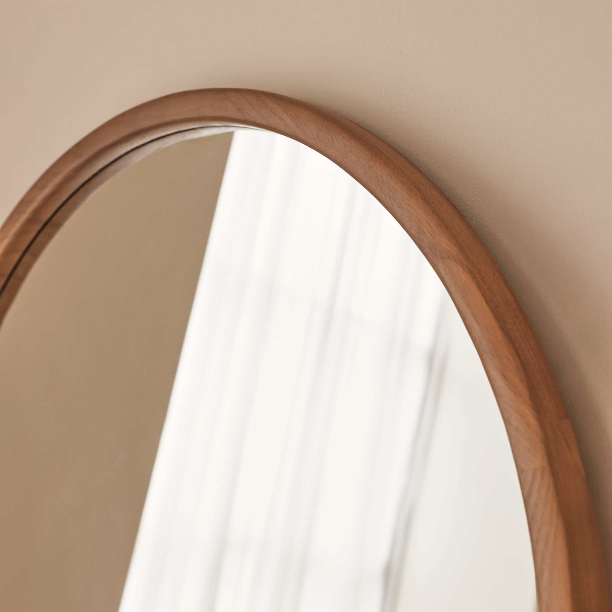 Arden - Warm Wood Round Wooden Wall Mirror 70cm x 70cm