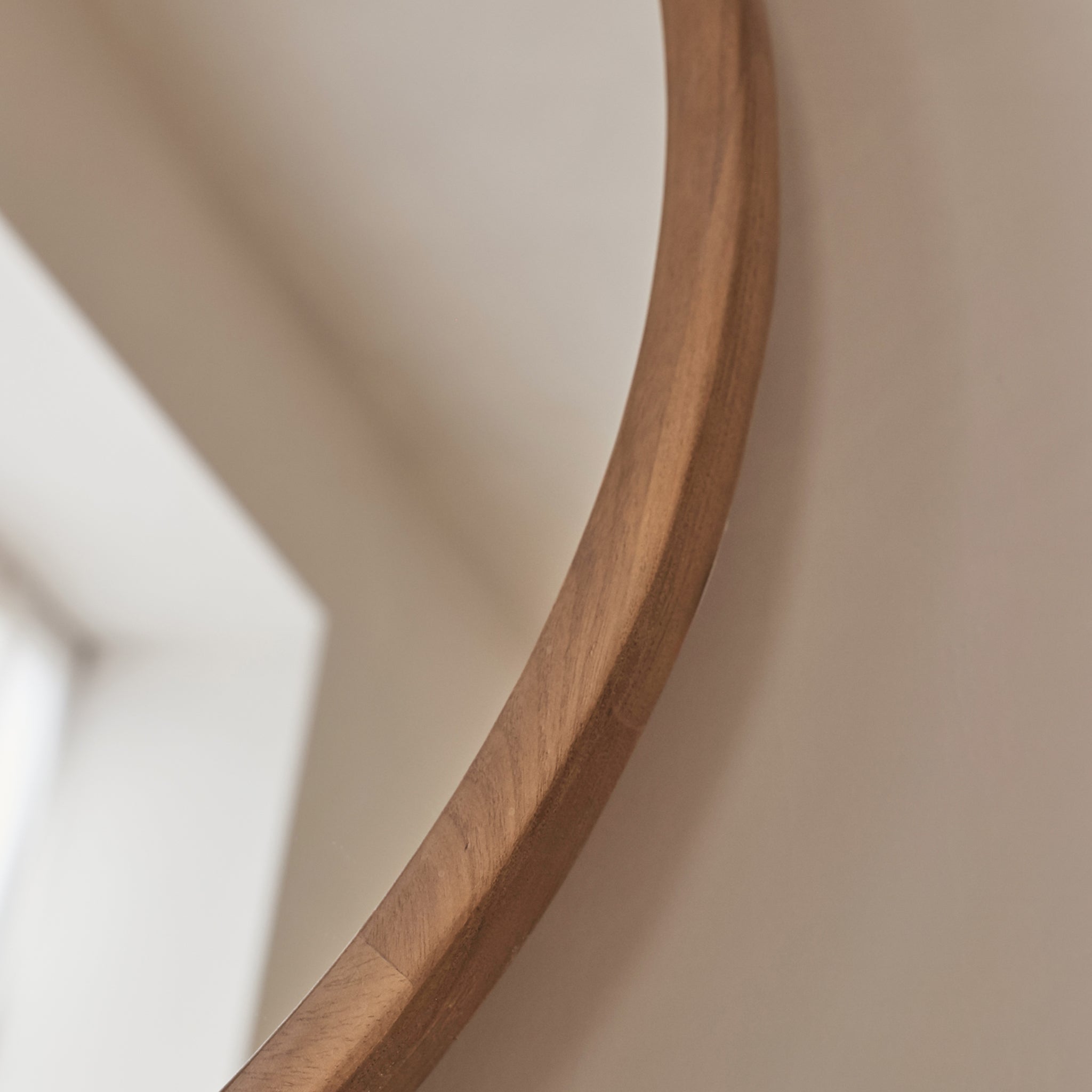 Arden - Warm Wood Round Wooden Wall Mirror 70cm x 70cm