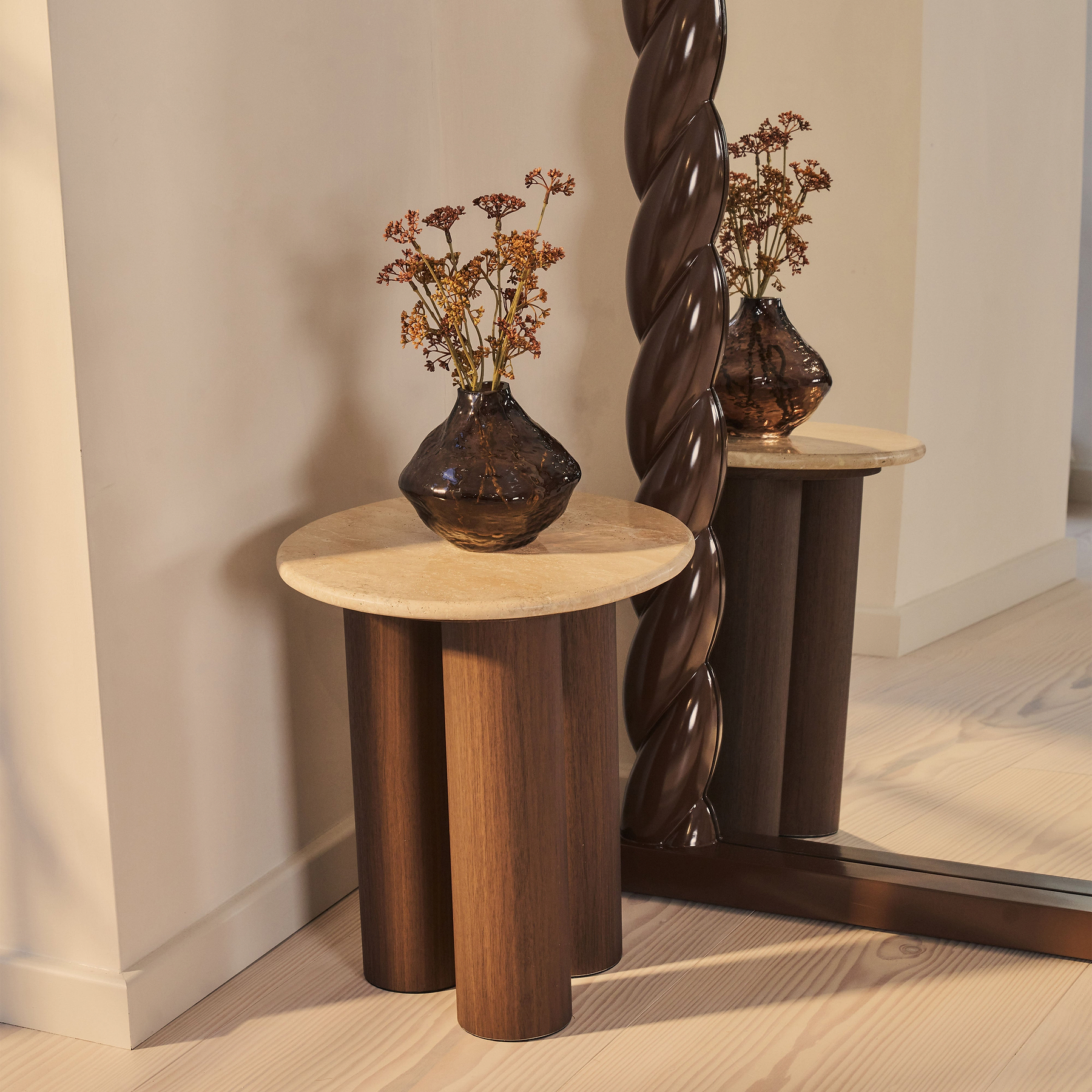 Ophelia - Full Length Arched Rope Twist Chocolate Gloss Extra Large Mirror 180cm x 105cm