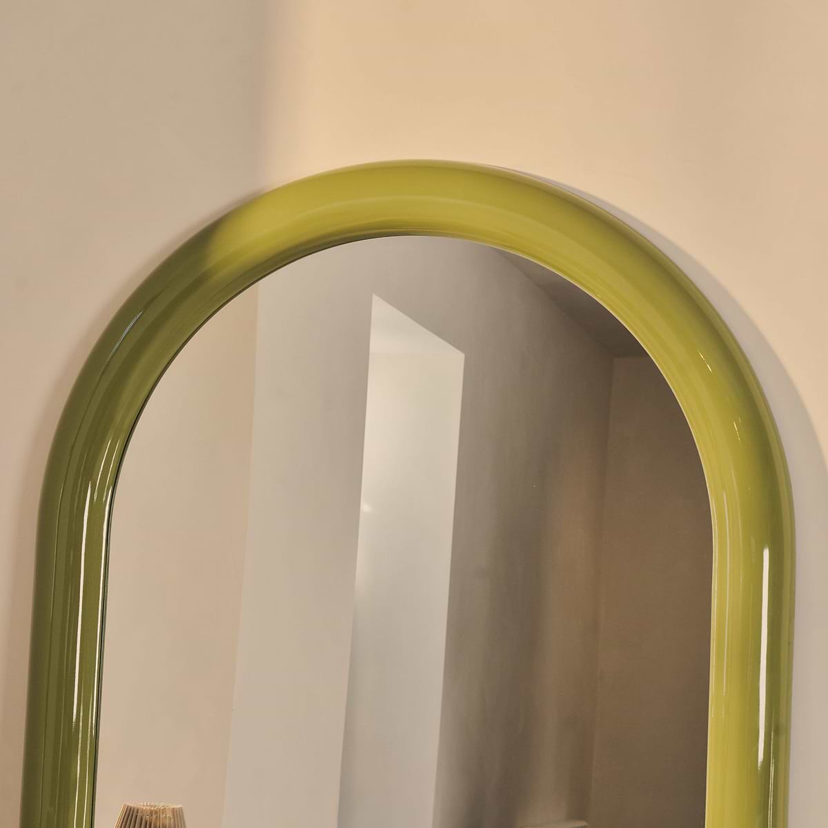 Obsidian - Full Length Arched Olive Gloss Extra Large Mirror 200cm x 120cm