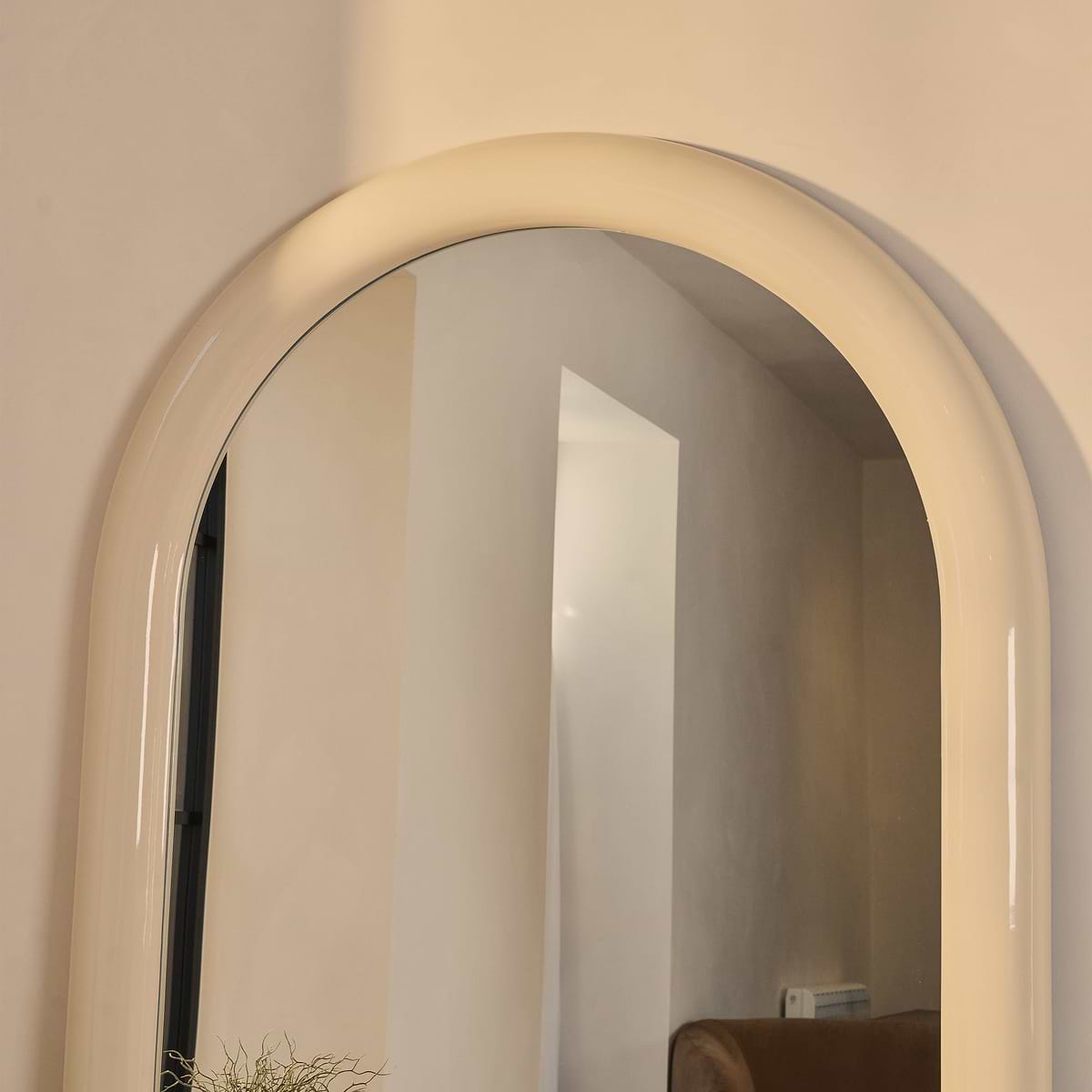 Obsidian - Full Length Arched Ivory Gloss Extra Large Mirror 200cm x 120cm