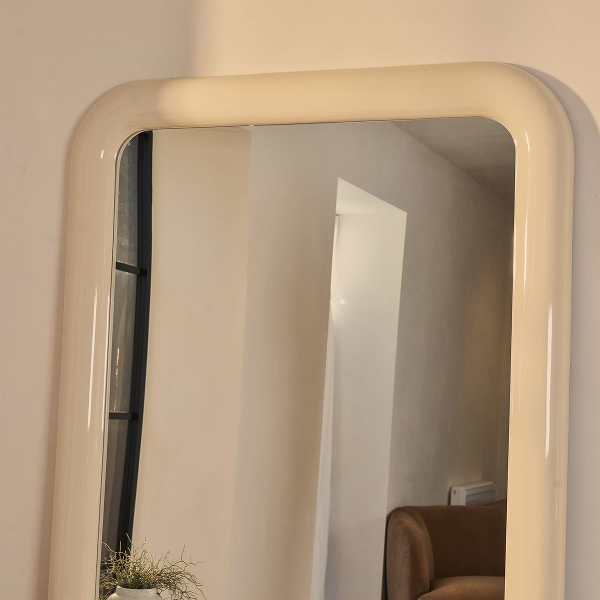 Obsidian - Full Length Rectangular Ivory Gloss Extra Large Mirror 200cm x 120cm