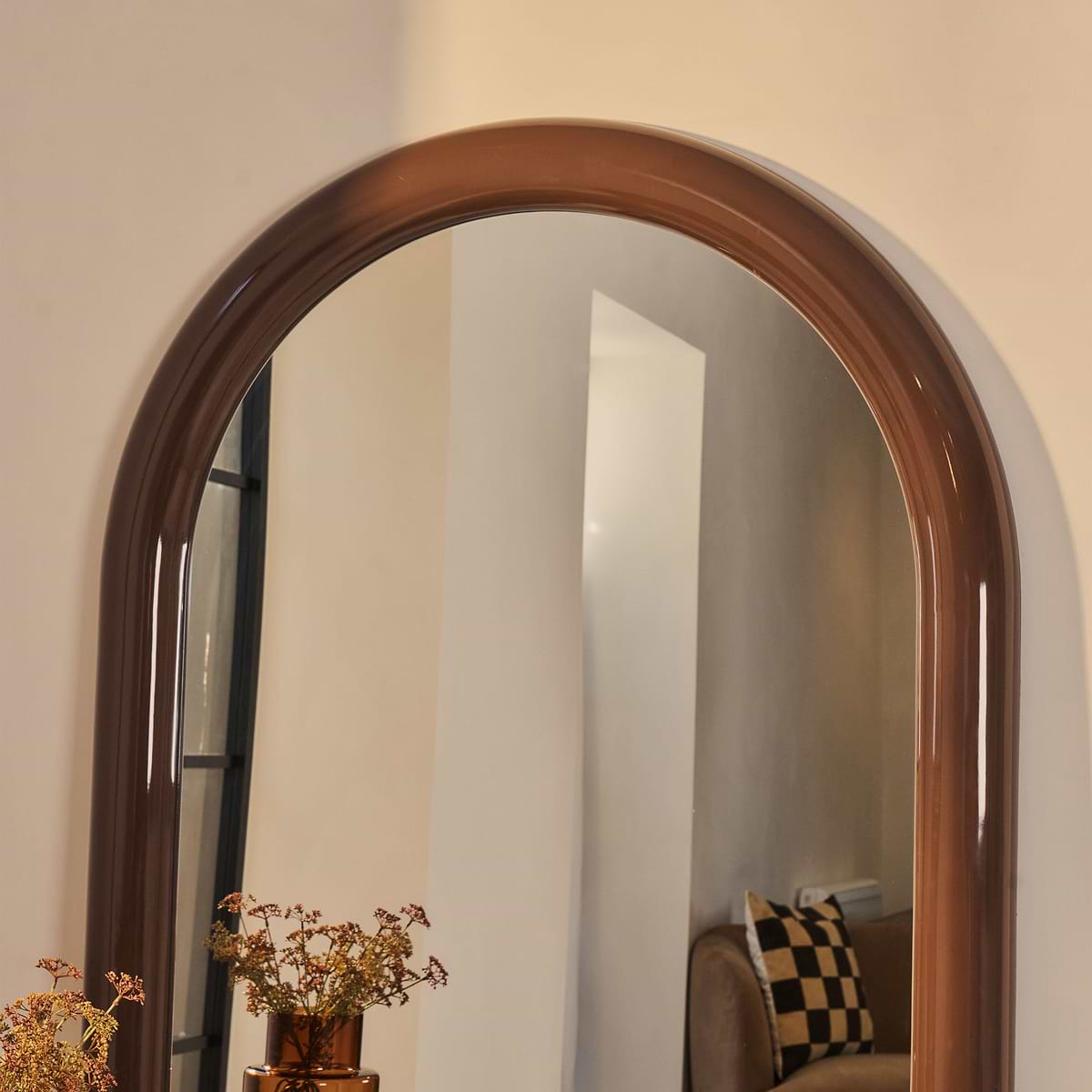 Obsidian - Full Length Arched Chocolate Gloss Extra Large Mirror 200cm x 120cm