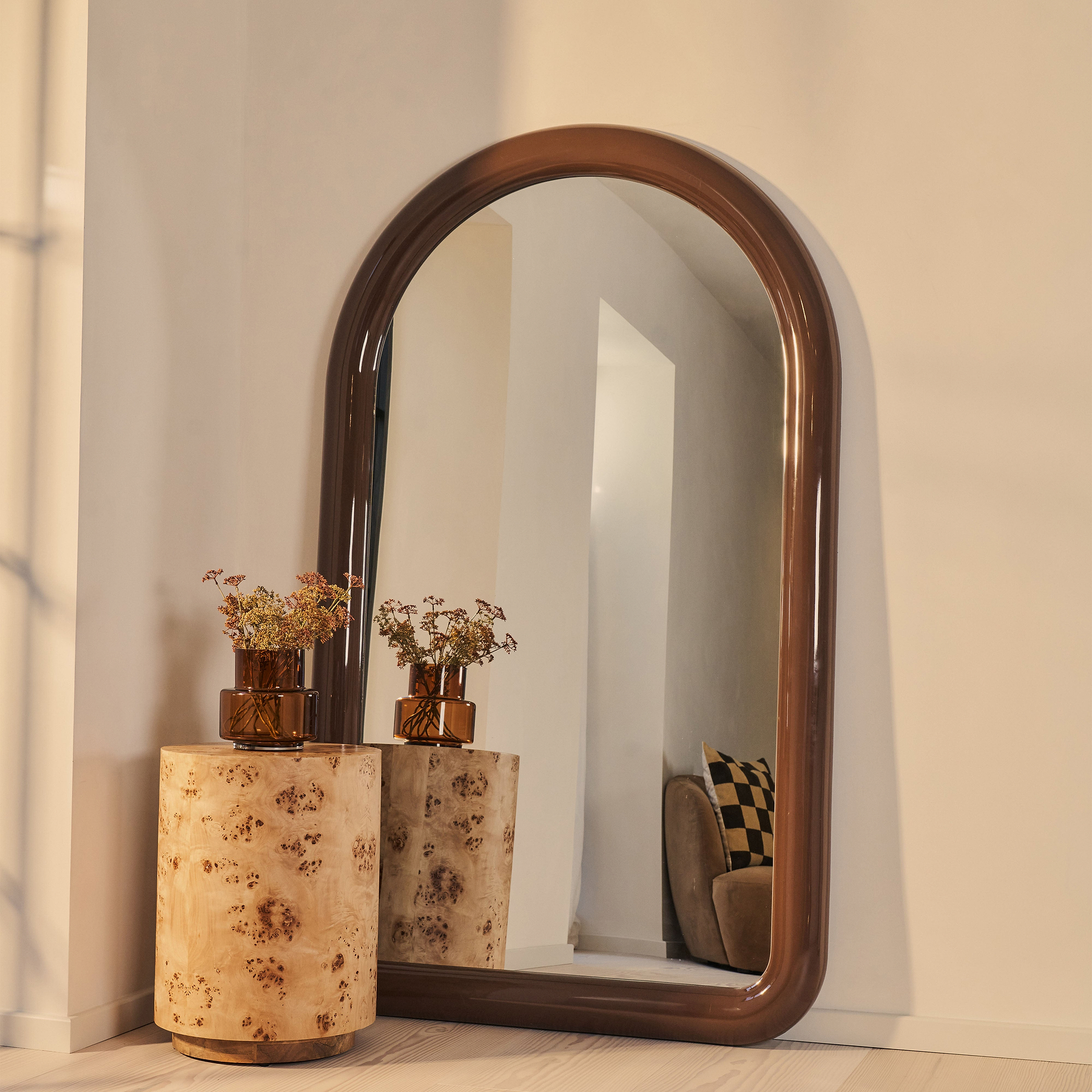 Obsidian - Full Length Arched Chocolate Gloss Extra Large Mirror 200cm x 120cm