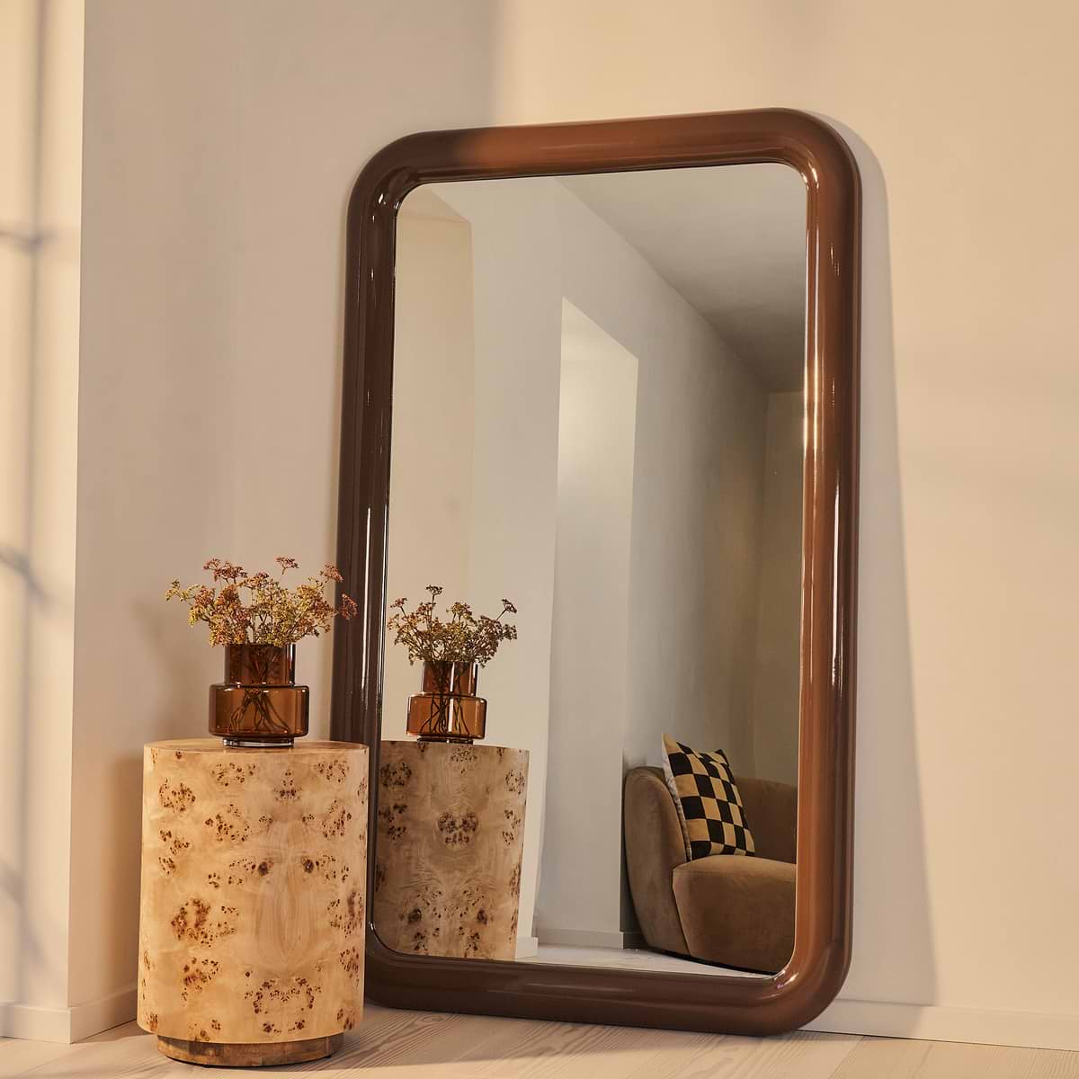 Obsidian - Full Length Rectangular Chocolate Gloss Extra Large Mirror 200cm x 120cm