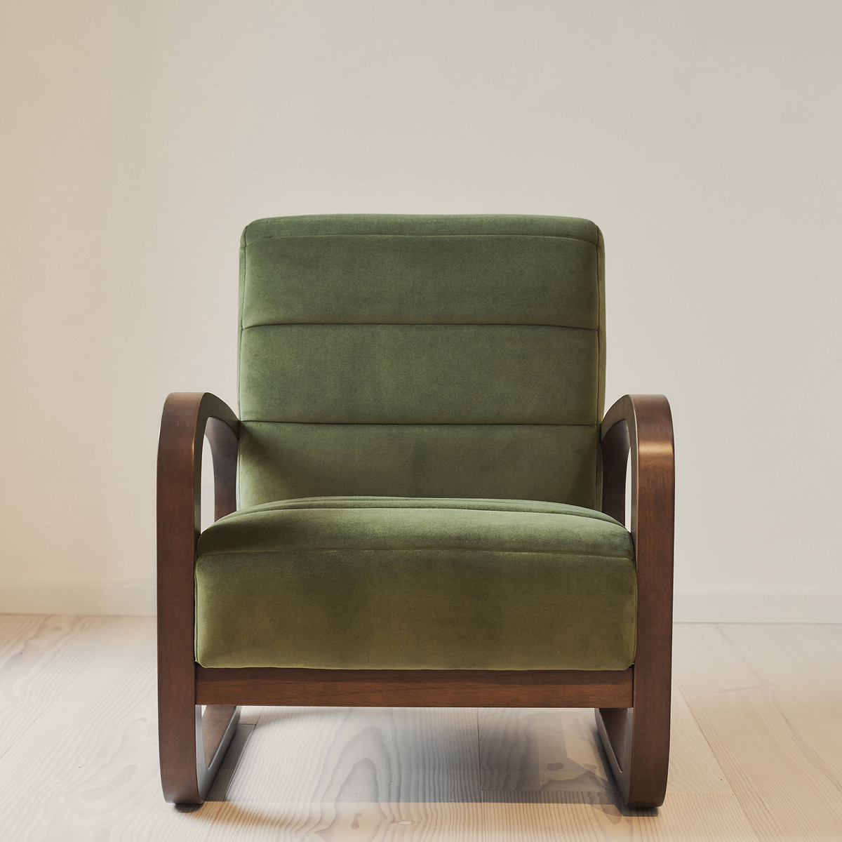 Dalton - Velvet Accent Chair Olive & Dark Wood