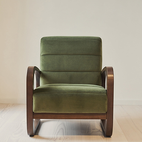 Dalton - Velvet Accent Chair Olive & Dark Wood