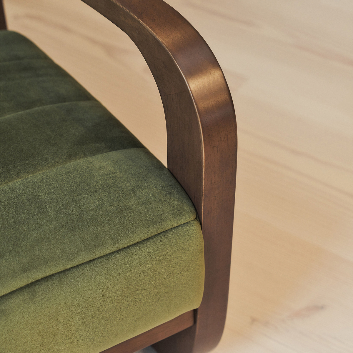 Dalton - Velvet Accent Chair Olive & Dark Wood