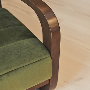 Dalton - Velvet Accent Chair Olive & Dark Wood