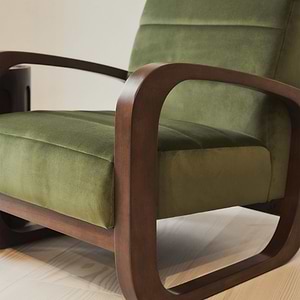 Dalton - Velvet Accent Chair Olive & Dark Wood