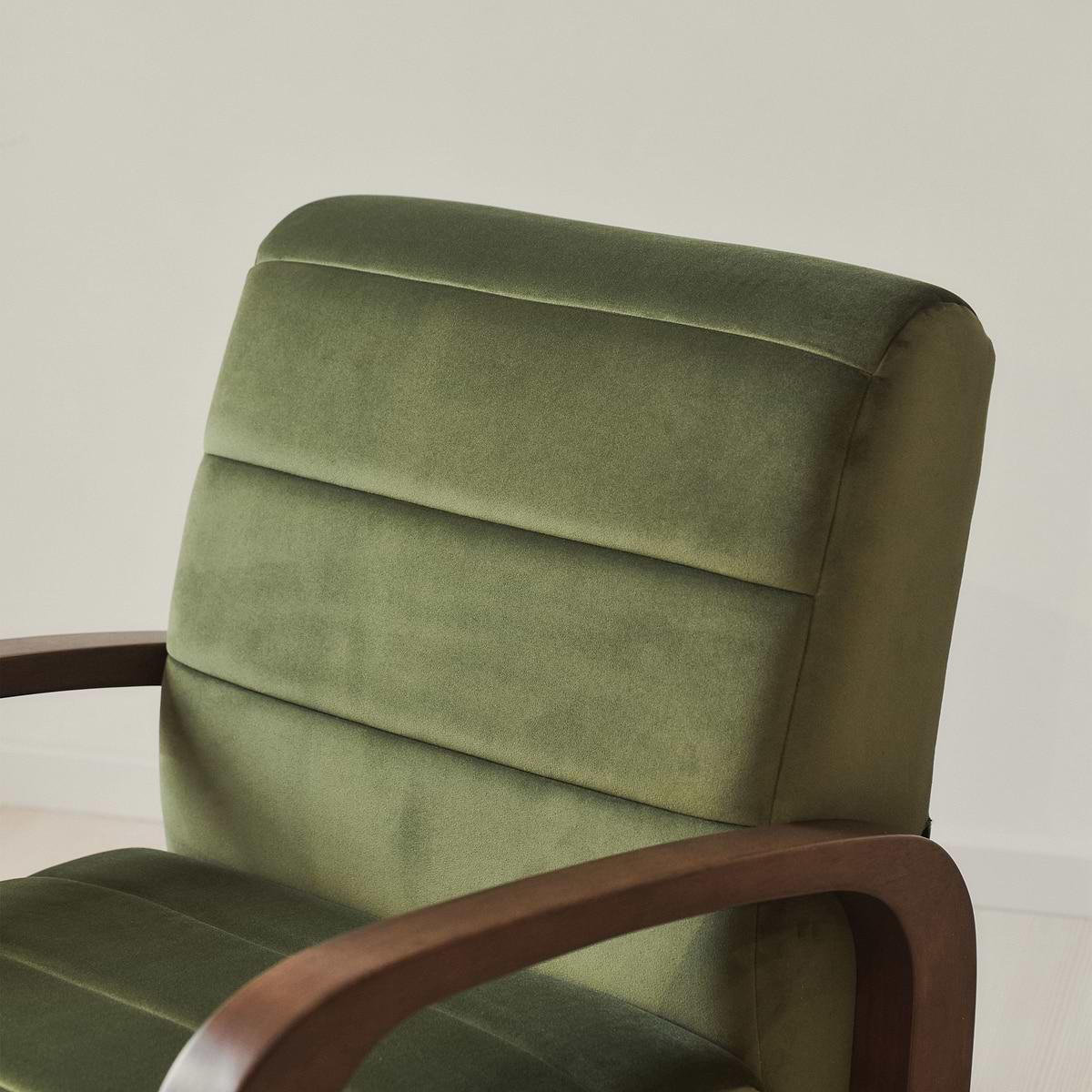 Dalton - Velvet Accent Chair Olive & Dark Wood