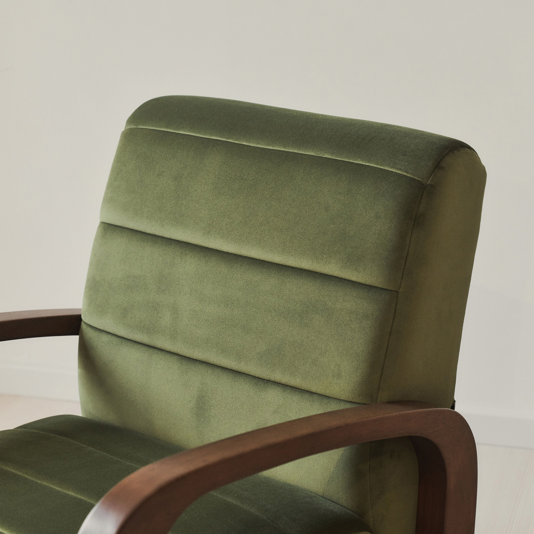 Dalton - Velvet Accent Chair Olive & Dark Wood