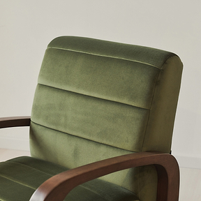 Dalton - Velvet Accent Chair Olive & Dark Wood