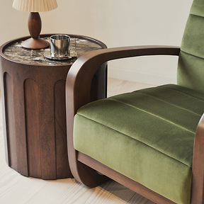 Dalton - Velvet Accent Chair Olive & Dark Wood