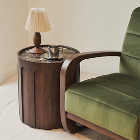 Dalton - Velvet Accent Chair Olive & Dark Wood