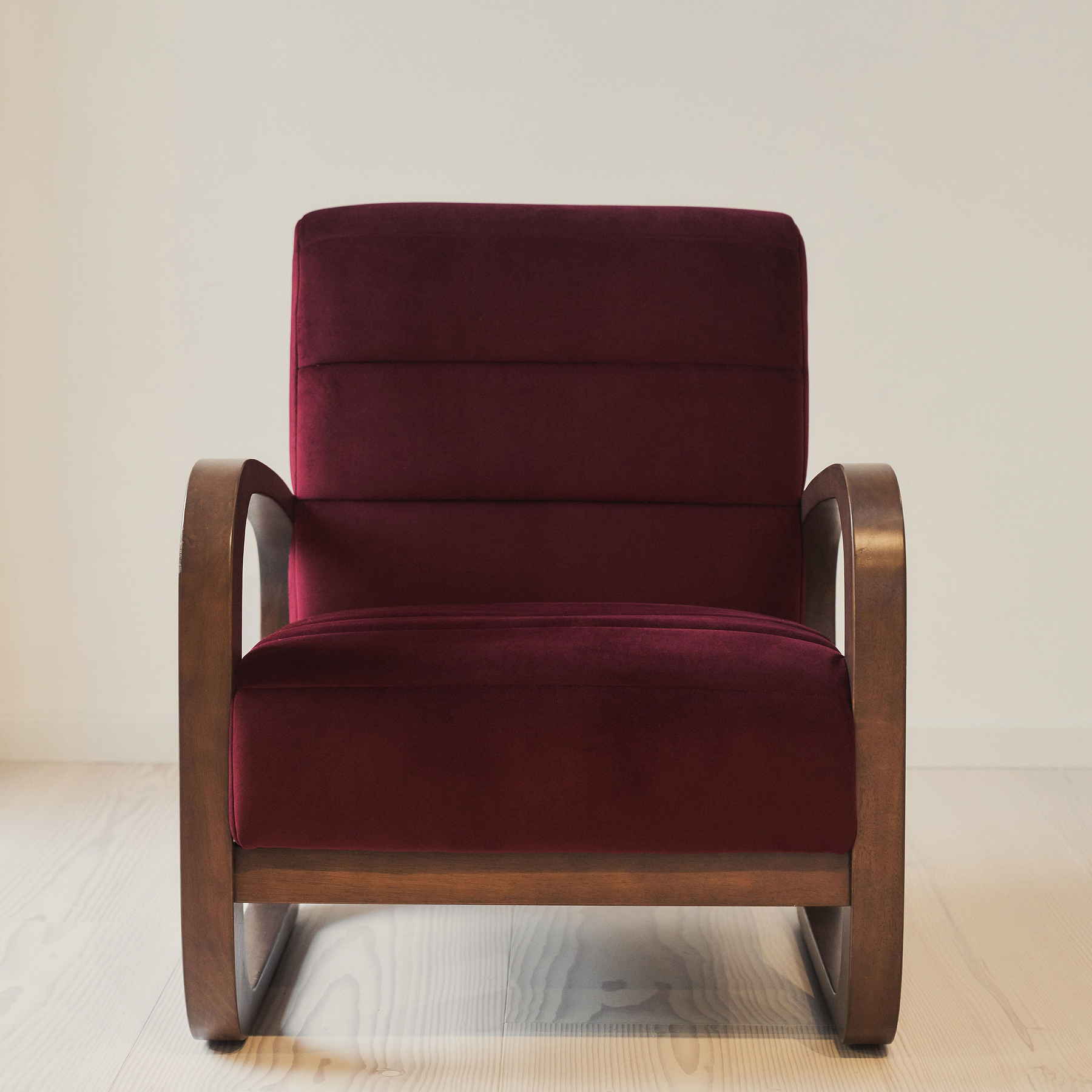 Dalton - Velvet Accent Chair Merlot Red & Dark Wood