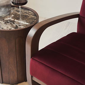 Dalton - Velvet Accent Chair Merlot Red & Dark Wood