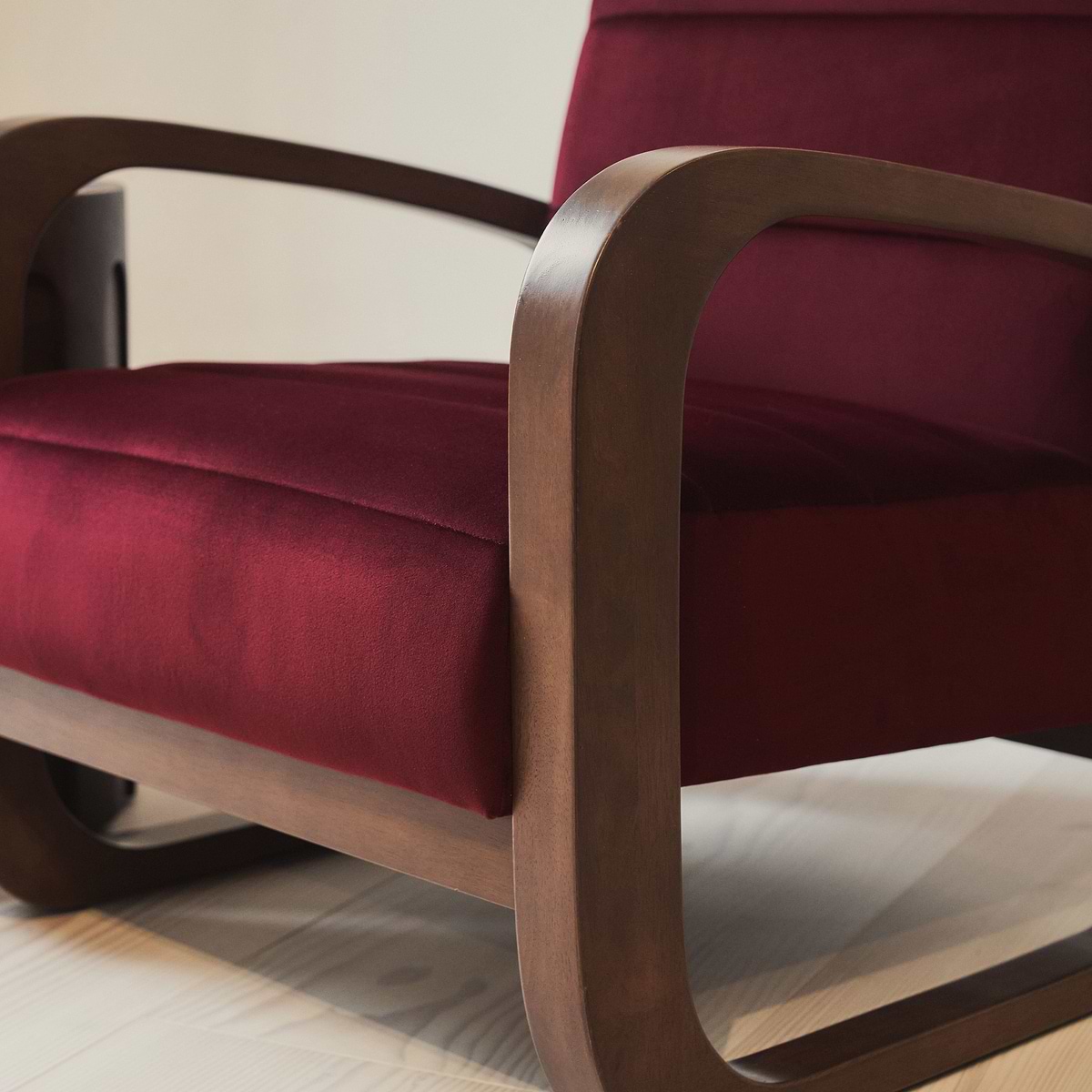 Dalton - Velvet Accent Chair Merlot Red & Dark Wood