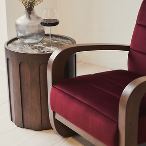 Dalton - Velvet Accent Chair Merlot Red & Dark Wood