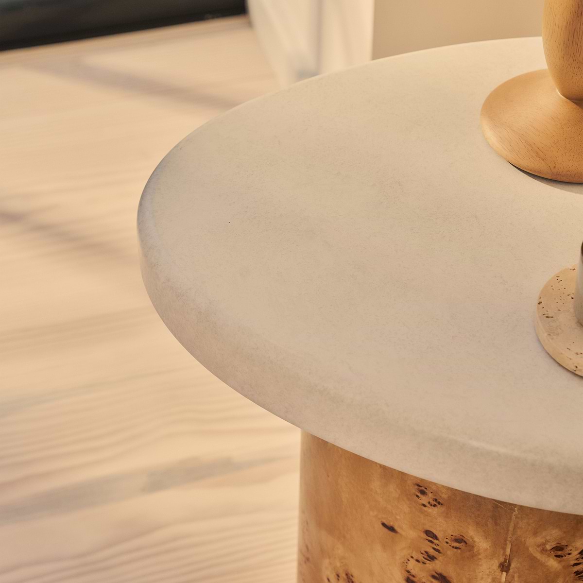 Aegean - Natural Burl Wood & Concrete Irregular Side Table