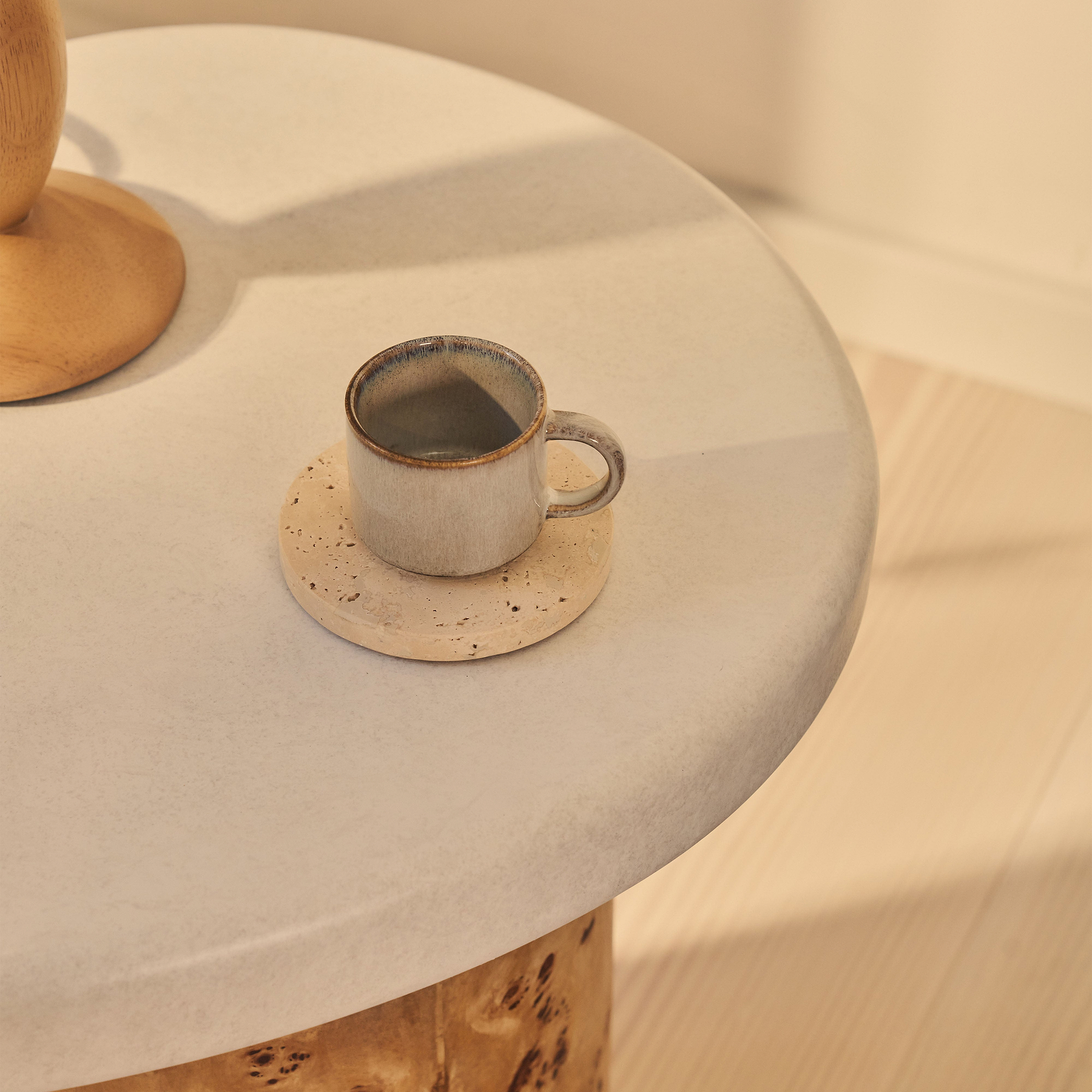 Aegean - Natural Burl Wood & Concrete Irregular Side Table