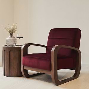 Dalton - Velvet Accent Chair Merlot Red & Dark Wood
