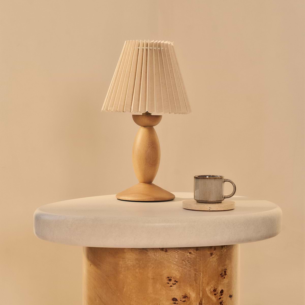 Aegean - Natural Burl Wood & Concrete Irregular Side Table