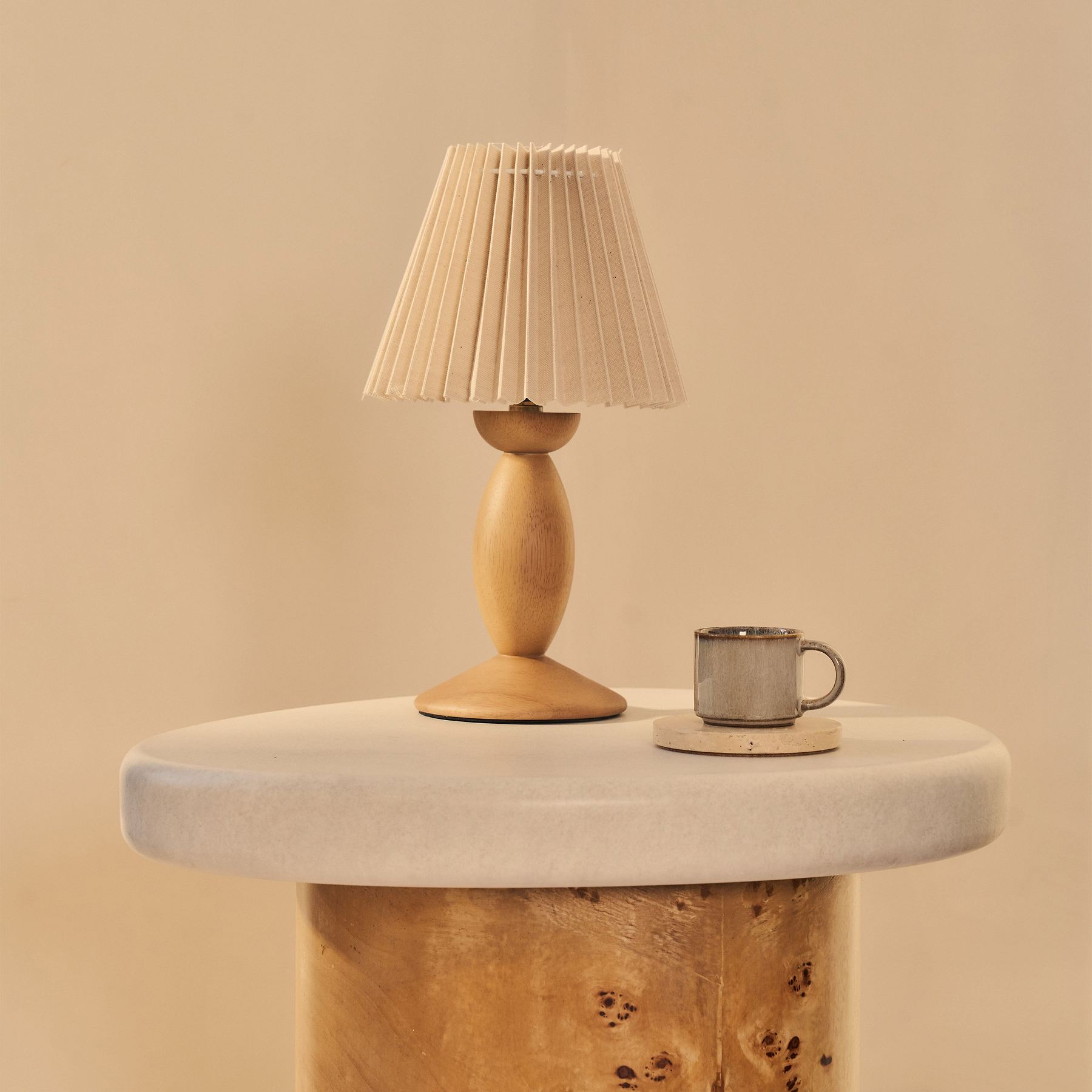 Aegean - Natural Burl Wood & Concrete Irregular Side Table