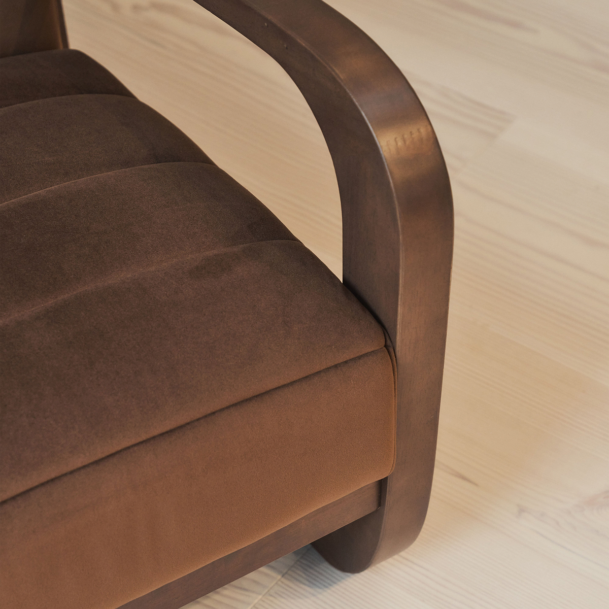 Dalton - Velvet Accent Chair Brown & Dark Wood