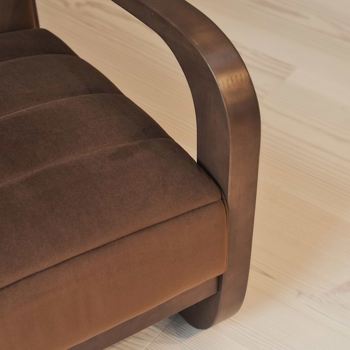 Dalton - Velvet Accent Chair Brown & Dark Wood