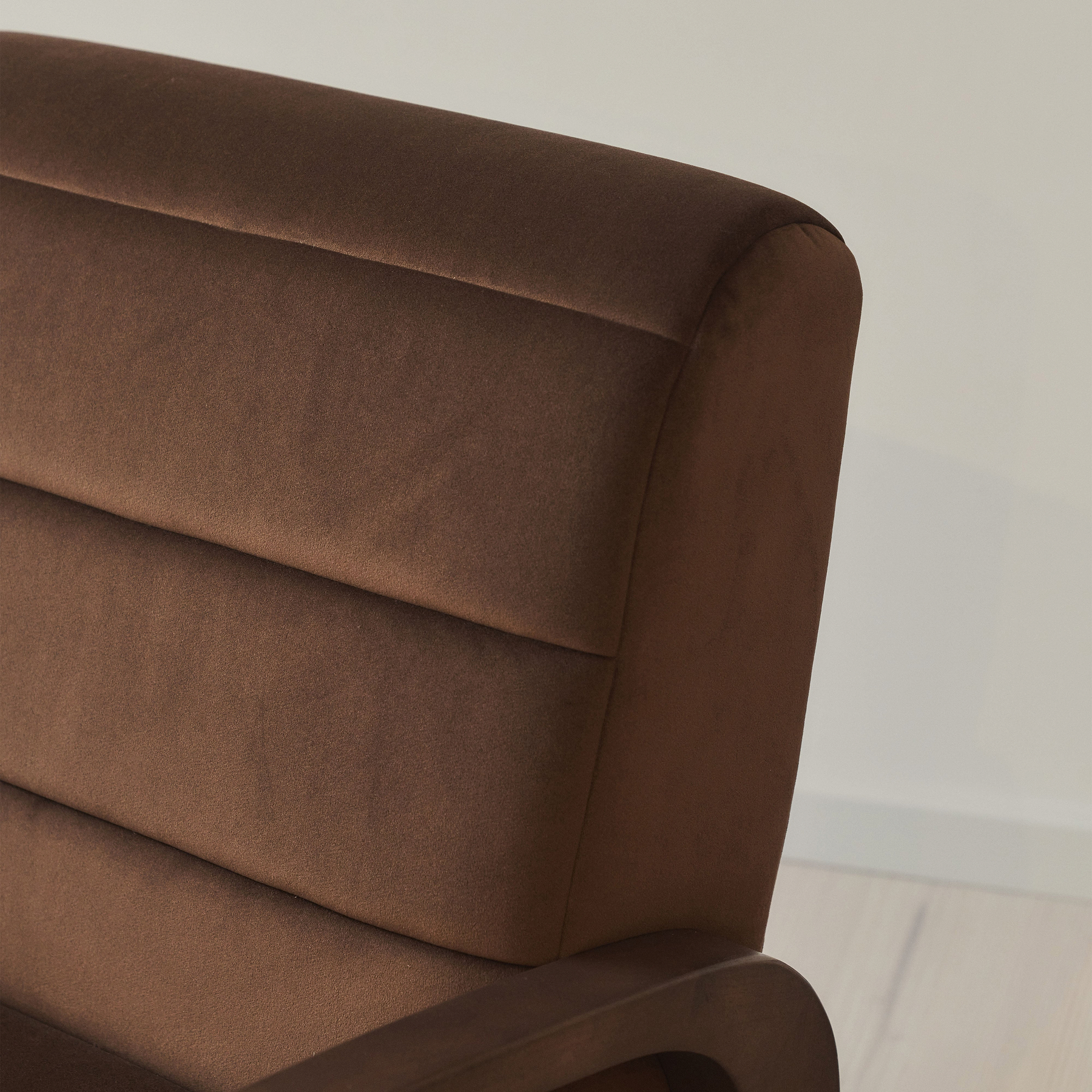 Dalton - Velvet Accent Chair Brown & Dark Wood