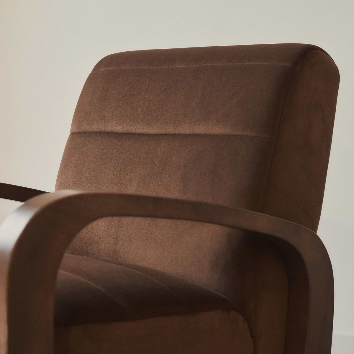 Dalton - Velvet Accent Chair Brown & Dark Wood