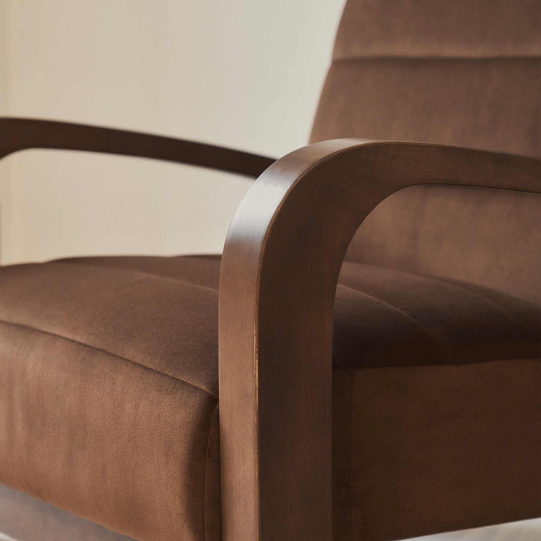 Dalton - Velvet Accent Chair Brown & Dark Wood