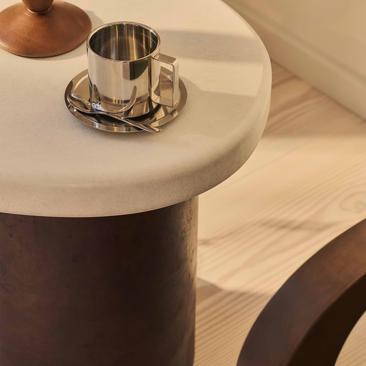 Aegean - Dark Burl Wood & Concrete Irregular Side Table