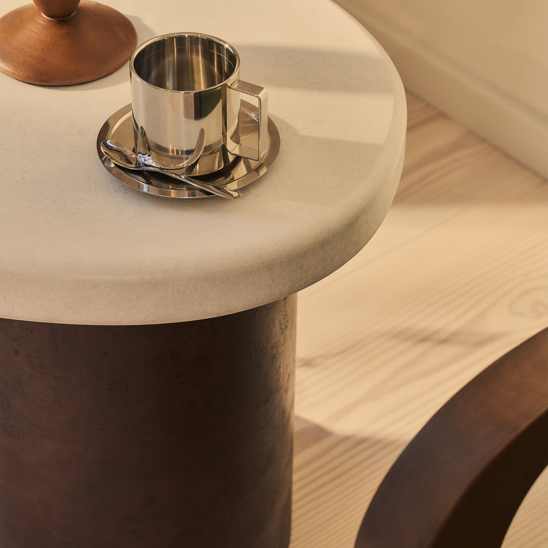 Aegean - Dark Burl Wood & Concrete Irregular Side Table