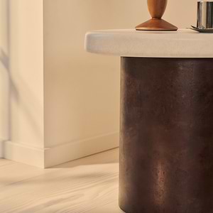 Aegean - Dark Burl Wood & Concrete Irregular Side Table
