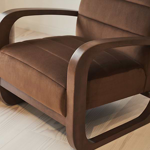 Dalton - Velvet Accent Chair Brown & Dark Wood