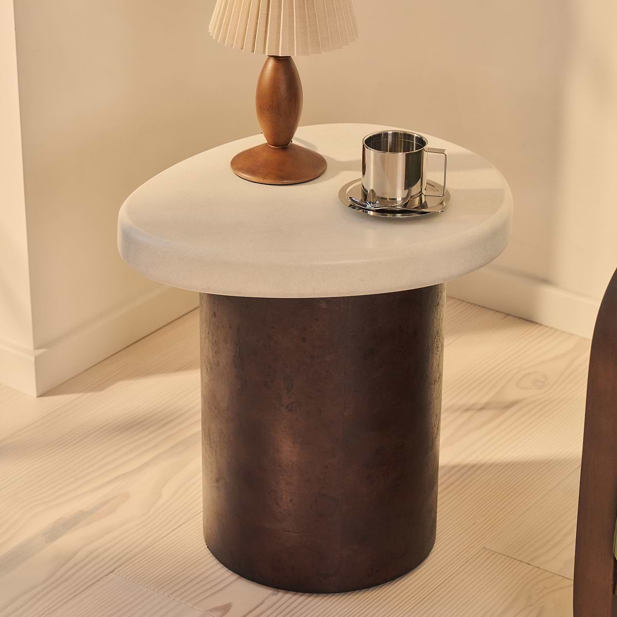 Aegean - Dark Burl Wood & Concrete Irregular Side Table
