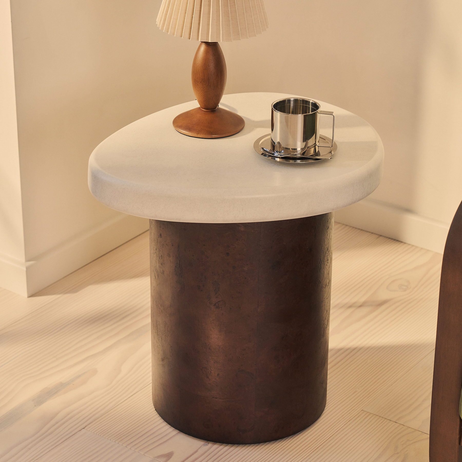 Aegean - Dark Burl Wood & Concrete Irregular Side Table