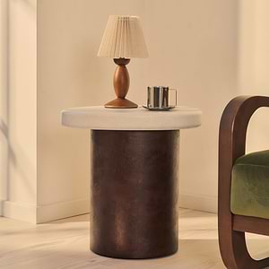 Aegean - Dark Burl Wood & Concrete Irregular Side Table