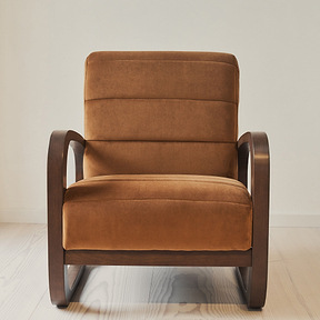 Dalton - Velvet Accent Chair Tobacco & Dark Wood