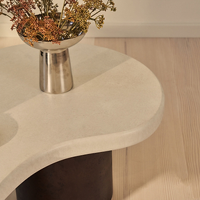 Aegean - Dark Burl Wood & Concrete Irregular Coffee Table 2 Legs