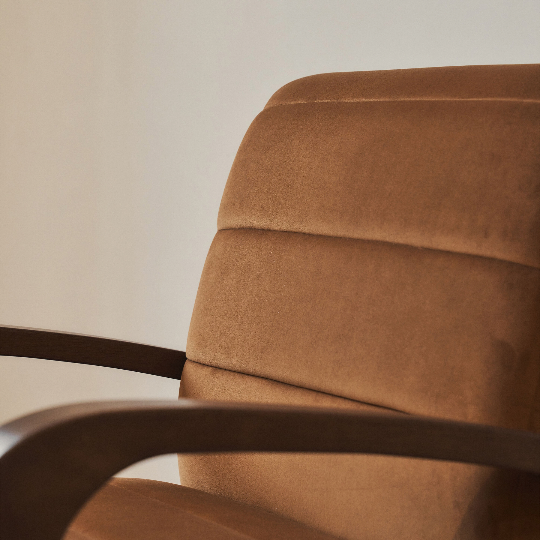 Dalton - Velvet Accent Chair Tobacco & Dark Wood