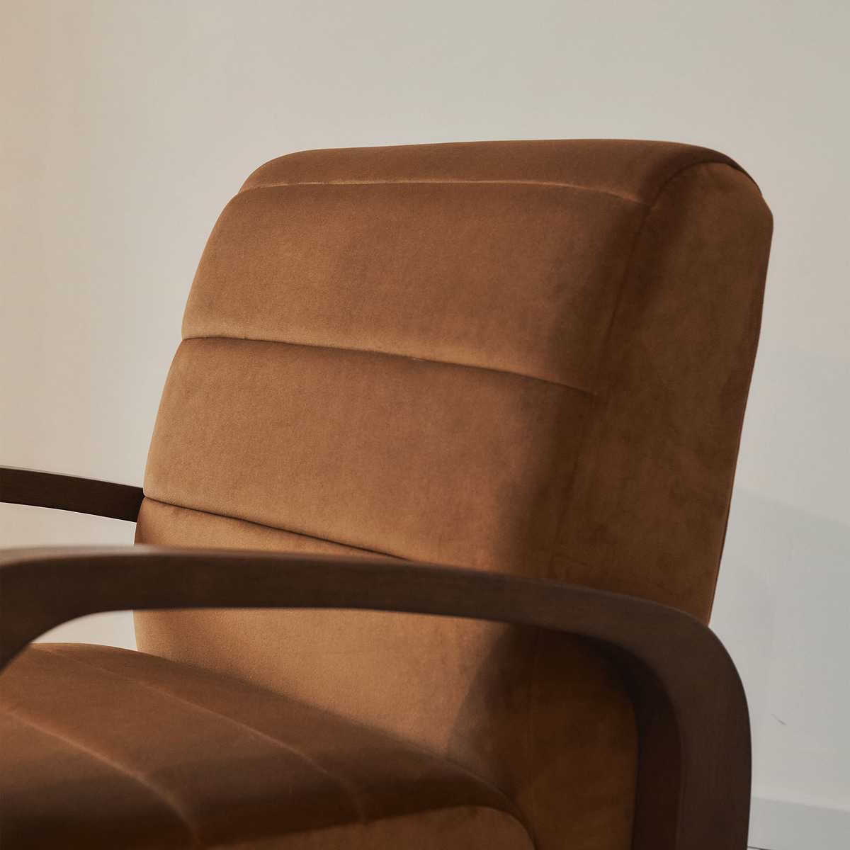 Dalton - Velvet Accent Chair Caramel & Dark Wood