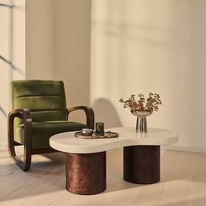 Aegean - Dark Burl Wood & Concrete Irregular Coffee Table 2 Legs