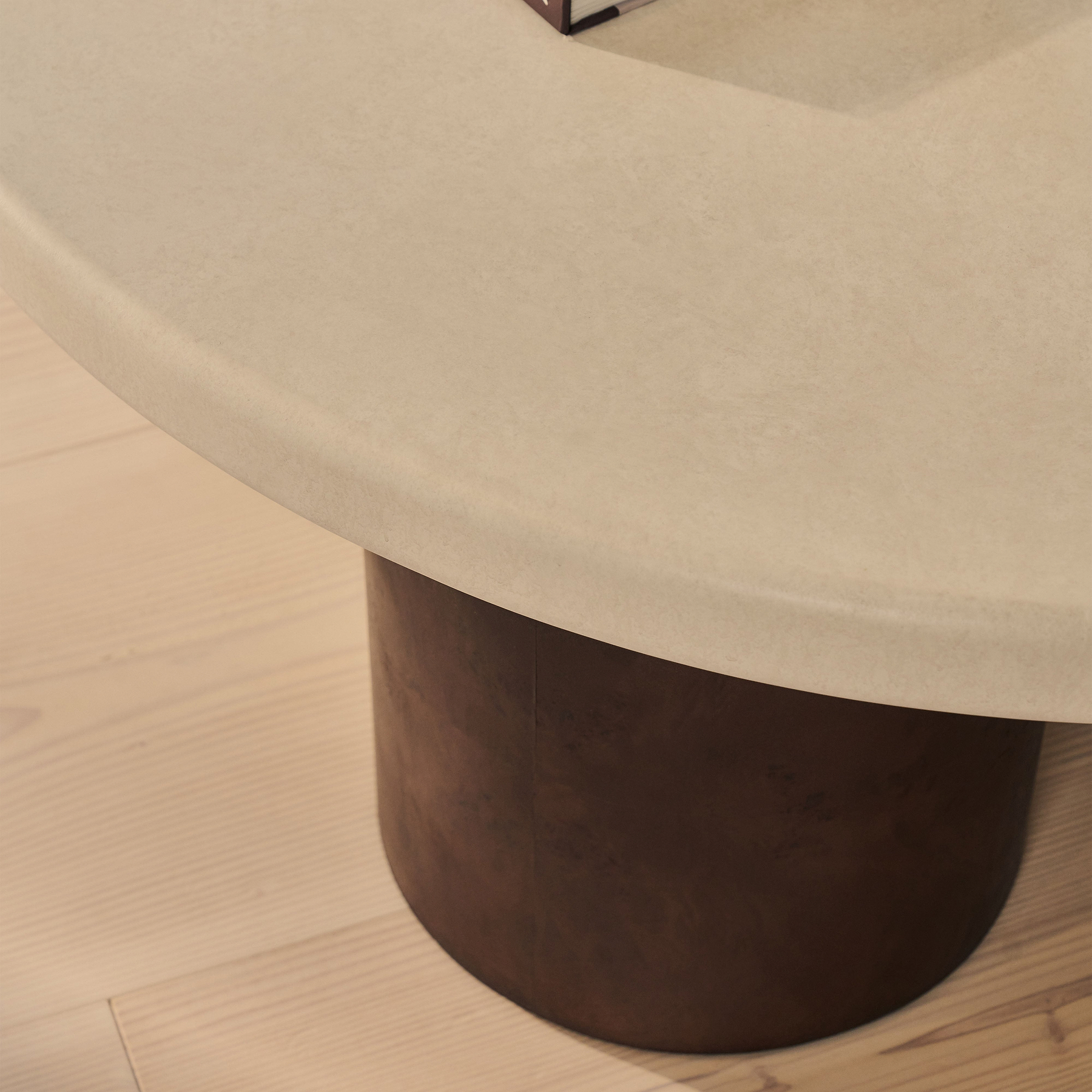 Aegean - Dark Burl Wood & Concrete Irregular Coffee Table 3 Legs