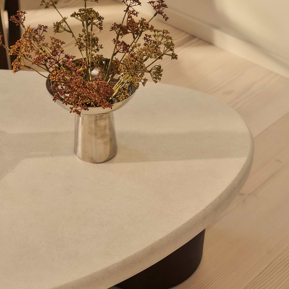 Aegean - Dark Burl Wood & Concrete Irregular Coffee Table 3 Legs